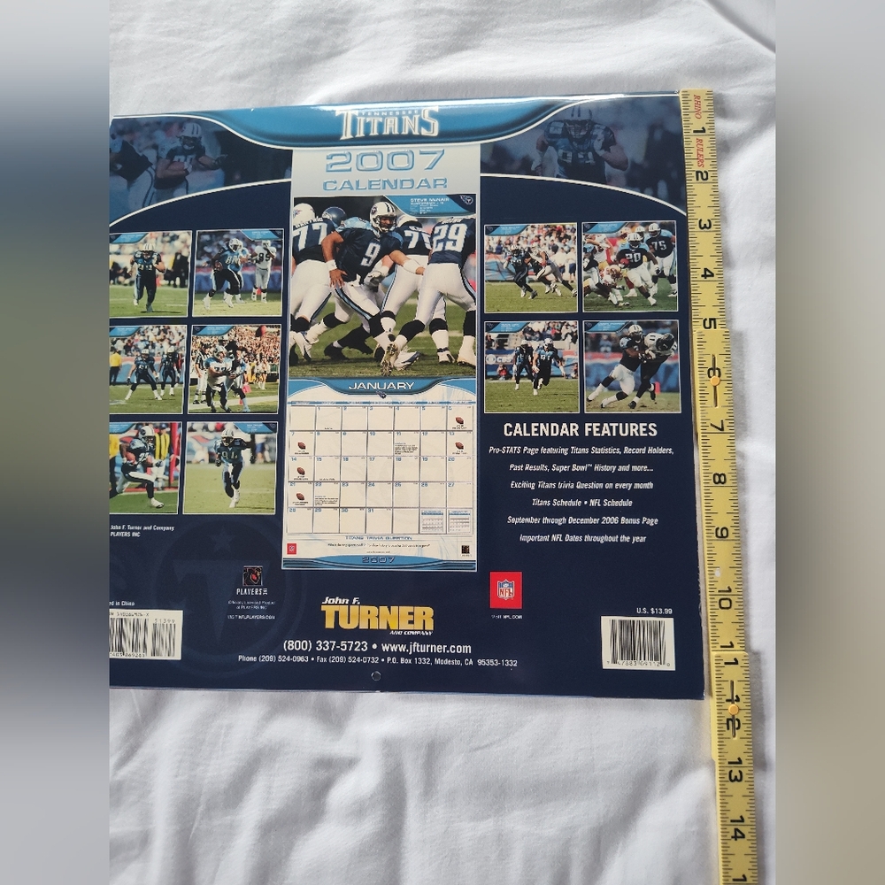 Vtg. 2007 Tennessee Titans 12 Month Calendar.  12 X 12 - Picture 7 of 7